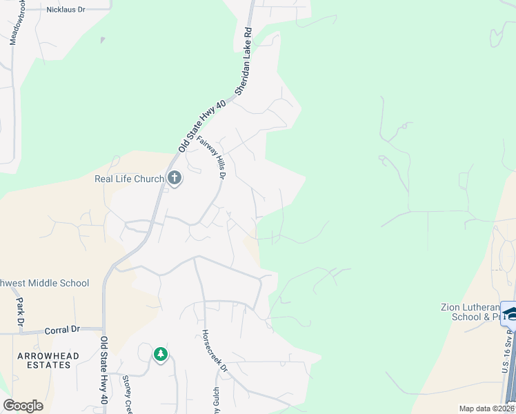 map of restaurants, bars, coffee shops, grocery stores, and more near 4017 Mountain Shadow Pl in Rapid City