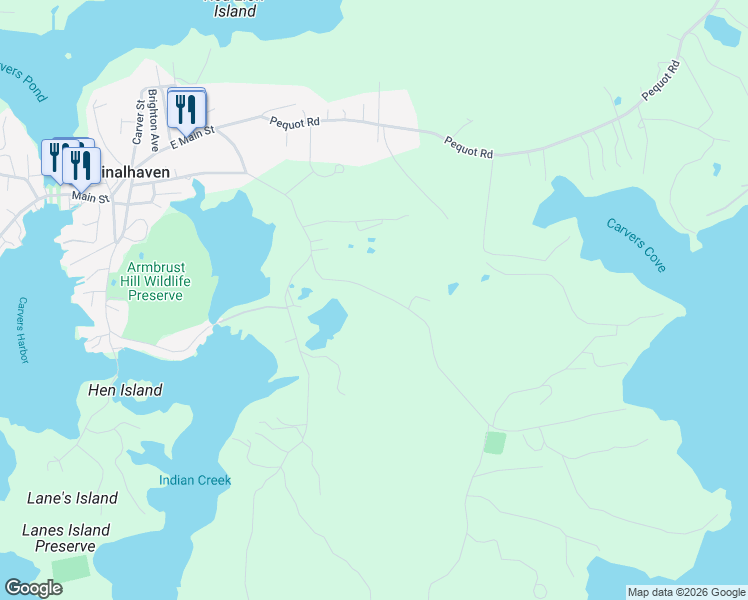 map of restaurants, bars, coffee shops, grocery stores, and more near 41 Roberts Cemetery Road in Vinalhaven