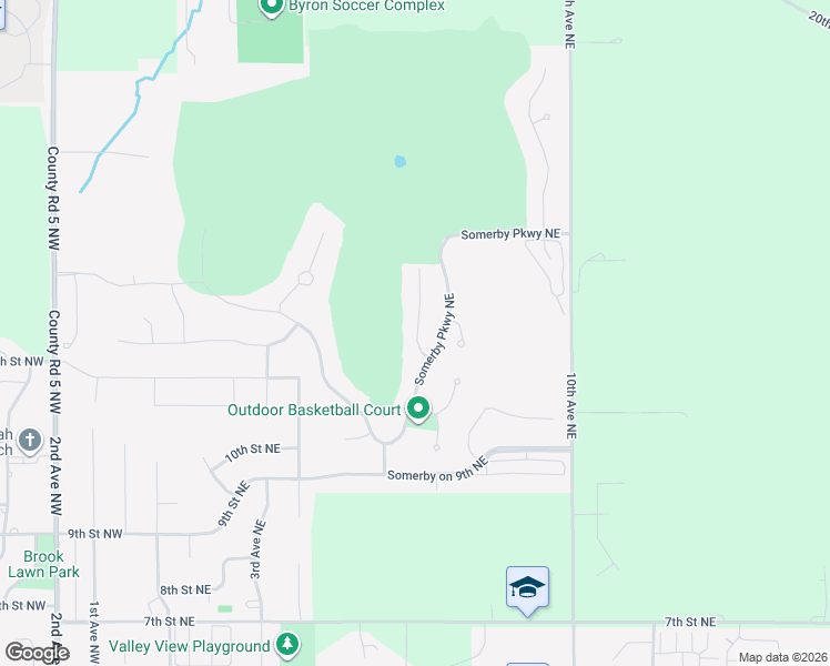 map of restaurants, bars, coffee shops, grocery stores, and more near 855 Somerby Parkway Northeast in Byron