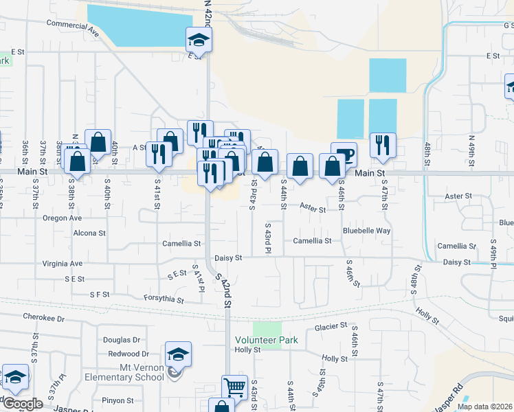 map of restaurants, bars, coffee shops, grocery stores, and more near 297 South 43rd Street in Springfield