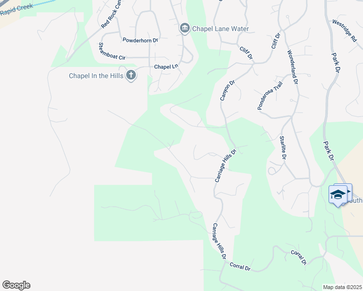 map of restaurants, bars, coffee shops, grocery stores, and more near 4140 Penrose Place in Rapid City