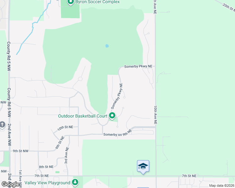 map of restaurants, bars, coffee shops, grocery stores, and more near 855 Somerby Parkway Northeast in Byron