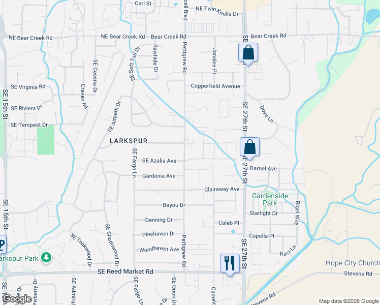 map of restaurants, bars, coffee shops, grocery stores, and more near 61803 Southeast Rolo Court in Bend
