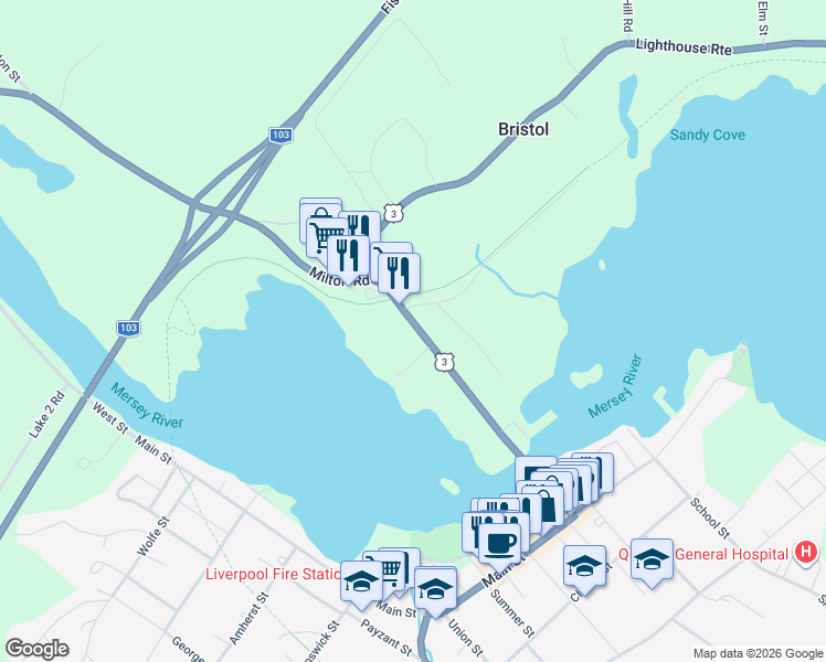 map of restaurants, bars, coffee shops, grocery stores, and more near 122 Bristol Avenue in Brooklyn