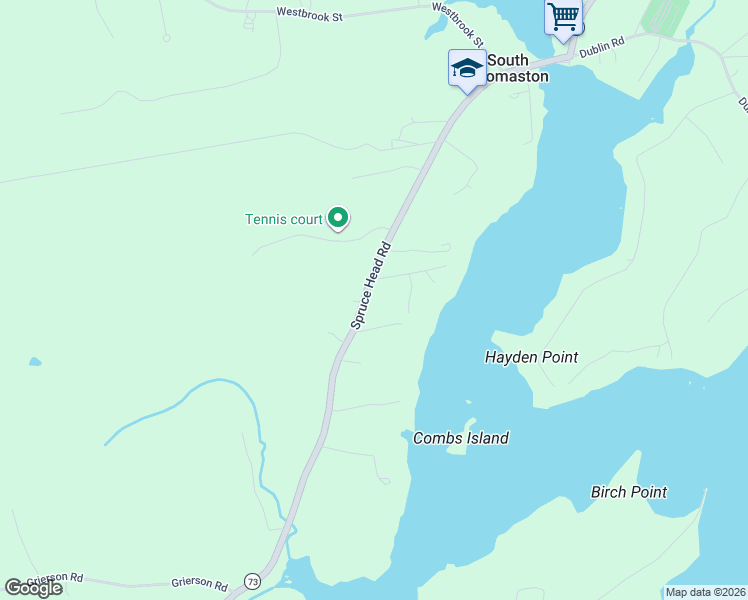 map of restaurants, bars, coffee shops, grocery stores, and more near 152 Spruce Head Road in South Thomaston