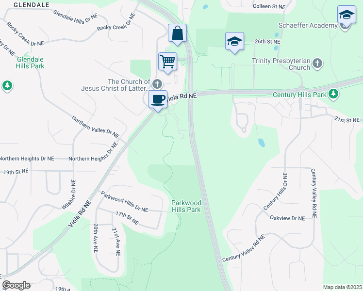 map of restaurants, bars, coffee shops, grocery stores, and more near 2111 Wheelock Drive Northeast in Rochester