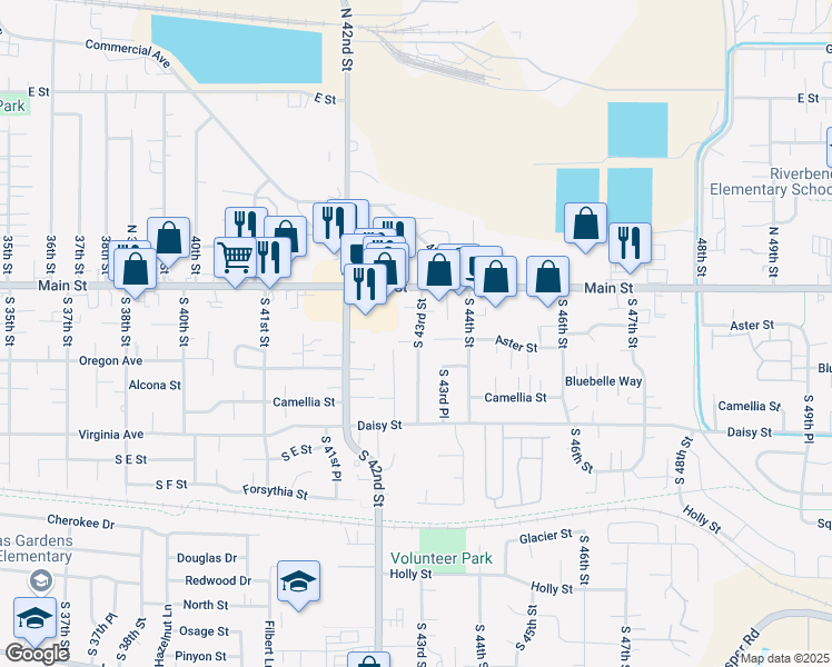 map of restaurants, bars, coffee shops, grocery stores, and more near 298 South 43rd Street in Springfield
