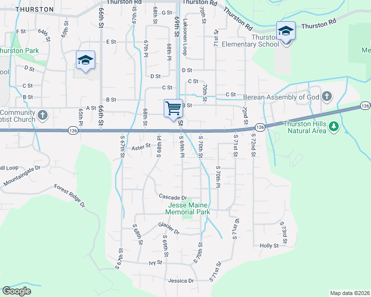 map of restaurants, bars, coffee shops, grocery stores, and more near 6893 Main Street in Springfield