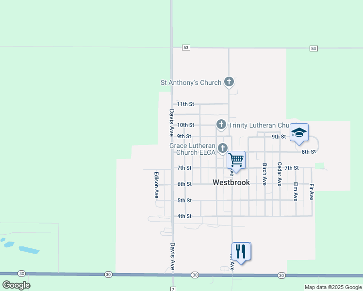 map of restaurants, bars, coffee shops, grocery stores, and more near 822 Columbus Avenue in Westbrook