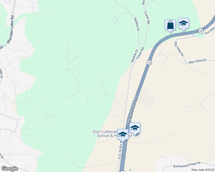 map of restaurants, bars, coffee shops, grocery stores, and more near 1780 Skyline Ranch Road in Rapid City