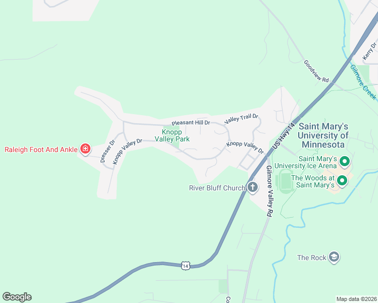 map of restaurants, bars, coffee shops, grocery stores, and more near 92 Whitewater Court in Winona