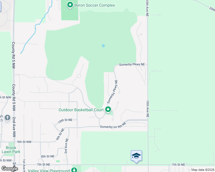 map of restaurants, bars, coffee shops, grocery stores, and more near 855 Somerby Parkway Northeast in Byron
