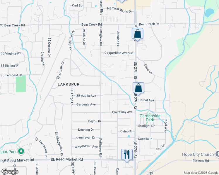 map of restaurants, bars, coffee shops, grocery stores, and more near 61805 Azalia Place in Bend