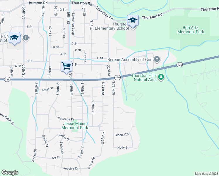 map of restaurants, bars, coffee shops, grocery stores, and more near 234 South 72nd Street in Springfield