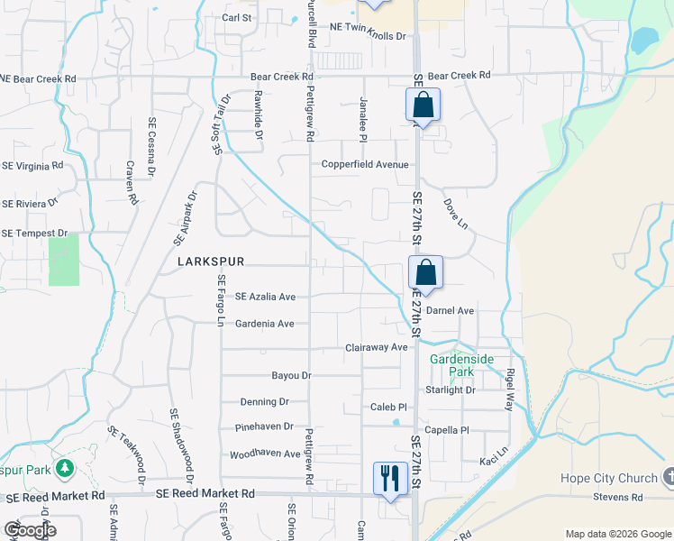 map of restaurants, bars, coffee shops, grocery stores, and more near 61805 Azalia Place in Bend