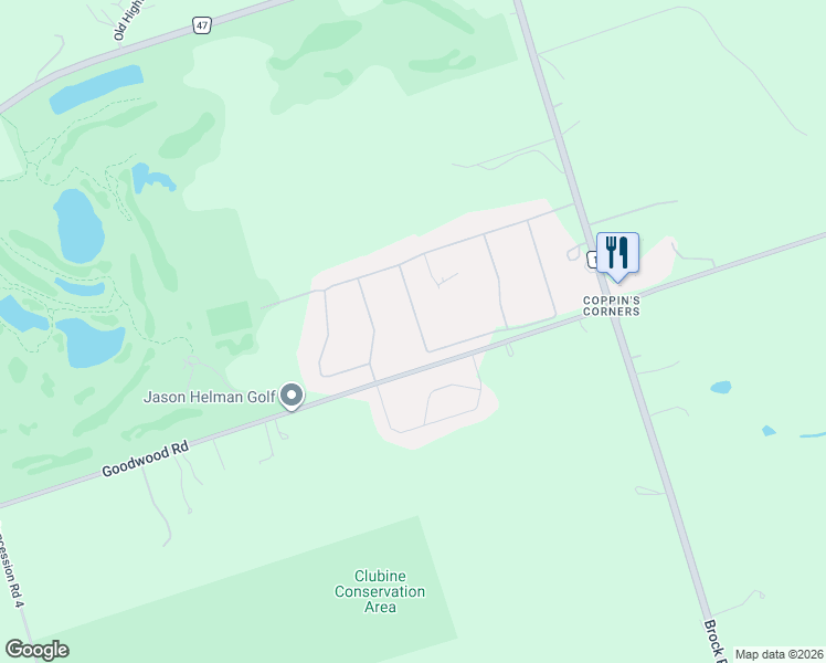 map of restaurants, bars, coffee shops, grocery stores, and more near 41 Country Club Crescent in Uxbridge