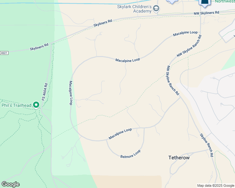 map of restaurants, bars, coffee shops, grocery stores, and more near 61825 Dunbar Court in Bend