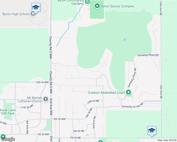 map of restaurants, bars, coffee shops, grocery stores, and more near 552 Somerby Parkway Northeast in Byron