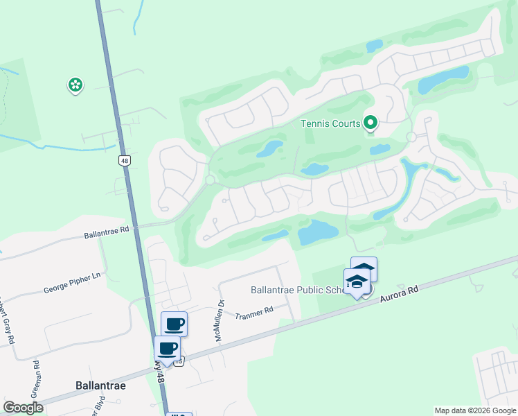 map of restaurants, bars, coffee shops, grocery stores, and more near 31 Arnie's Chance in Whitchurch-Stouffville