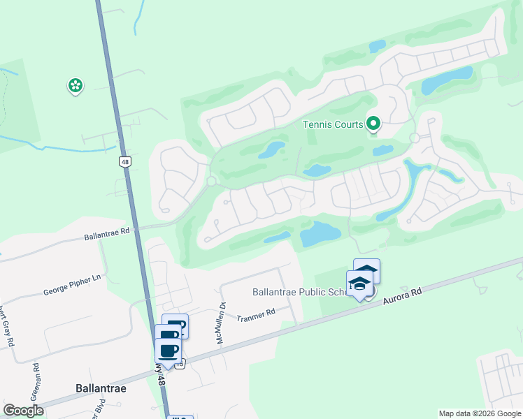map of restaurants, bars, coffee shops, grocery stores, and more near 31 Arnie's Chance in Whitchurch-Stouffville