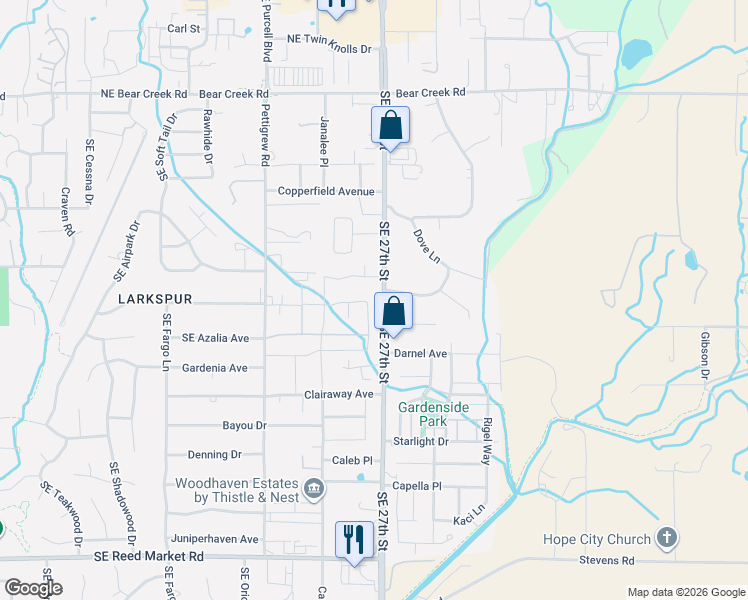 map of restaurants, bars, coffee shops, grocery stores, and more near 21192 Southeast Azalia Avenue in Bend