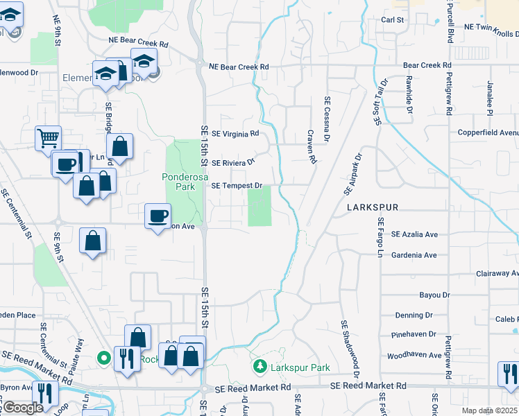 map of restaurants, bars, coffee shops, grocery stores, and more near 1707 Southeast Tempest Drive in Bend