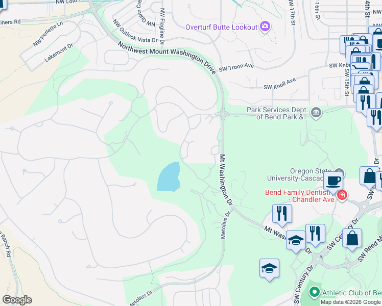 map of restaurants, bars, coffee shops, grocery stores, and more near 61933 Broken Top Drive in Bend