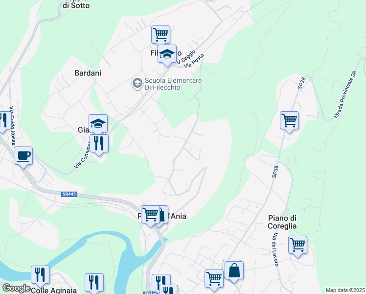 map of restaurants, bars, coffee shops, grocery stores, and more near 4 Località Menchi di Sotto in Ponte All'ania