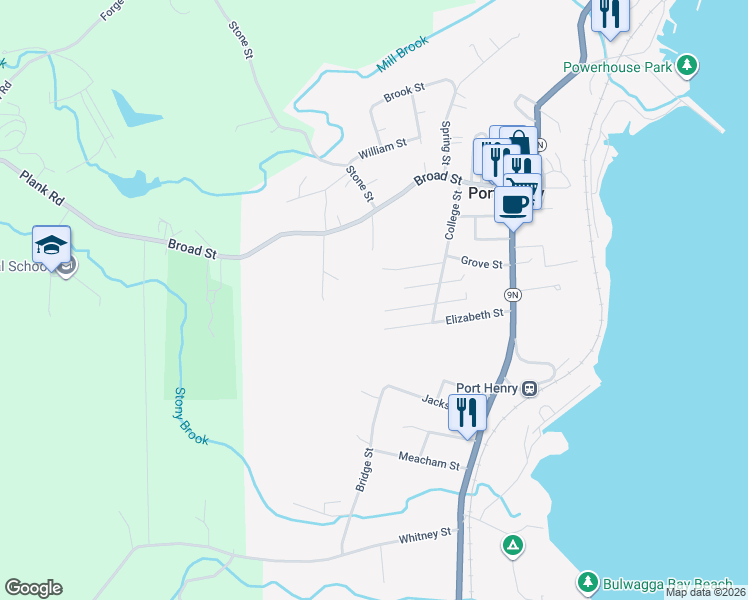 map of restaurants, bars, coffee shops, grocery stores, and more near 21 3rd Lane in Port Henry