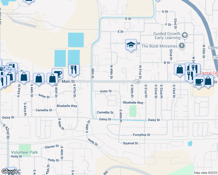 map of restaurants, bars, coffee shops, grocery stores, and more near 9 Aster Street in Springfield