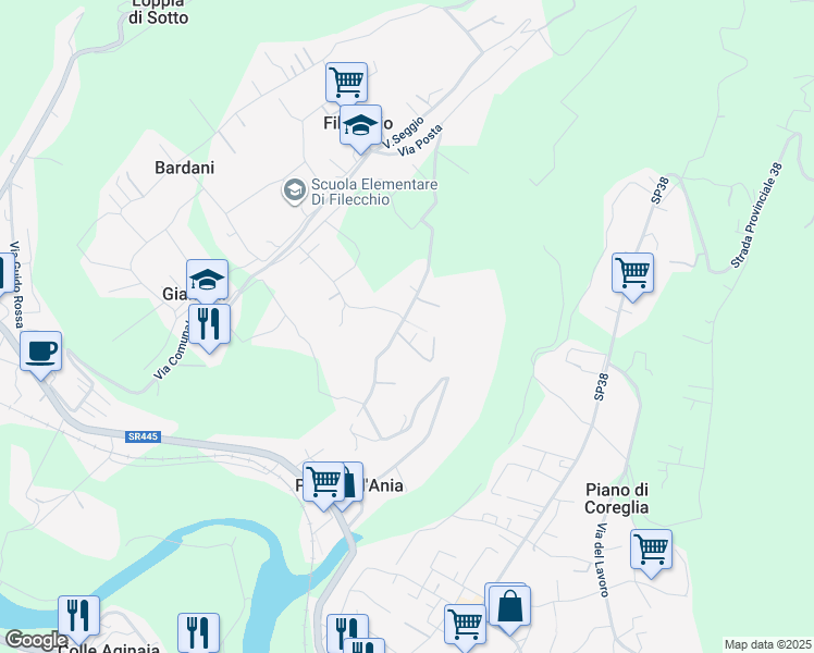 map of restaurants, bars, coffee shops, grocery stores, and more near 4 Località Menchi di Sotto in Ponte All'ania