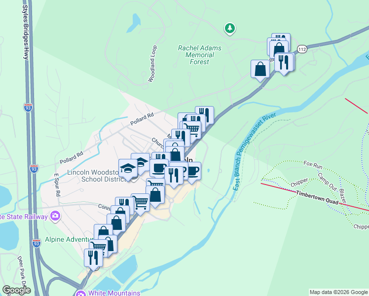 map of restaurants, bars, coffee shops, grocery stores, and more near 18 Maple Street in Lincoln