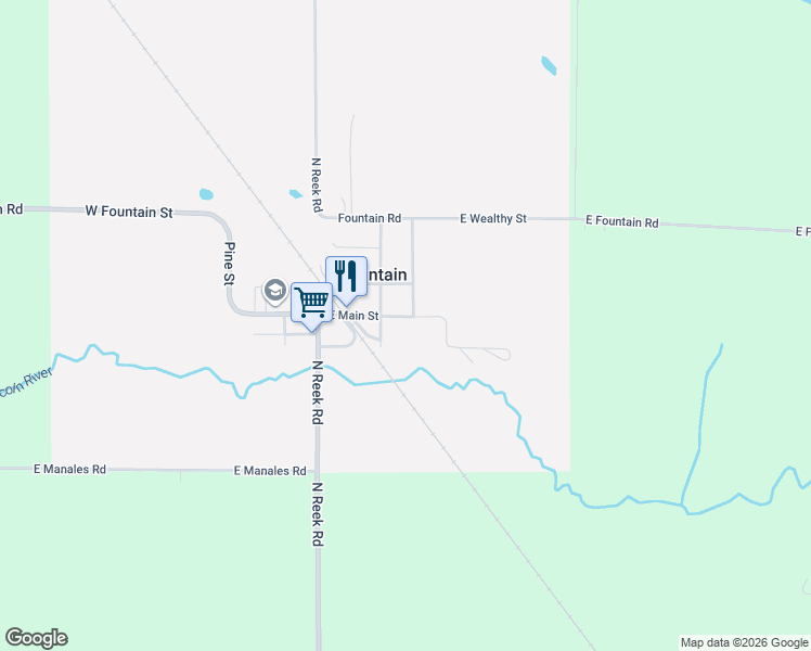 map of restaurants, bars, coffee shops, grocery stores, and more near 4932 North Foster Street in Fountain