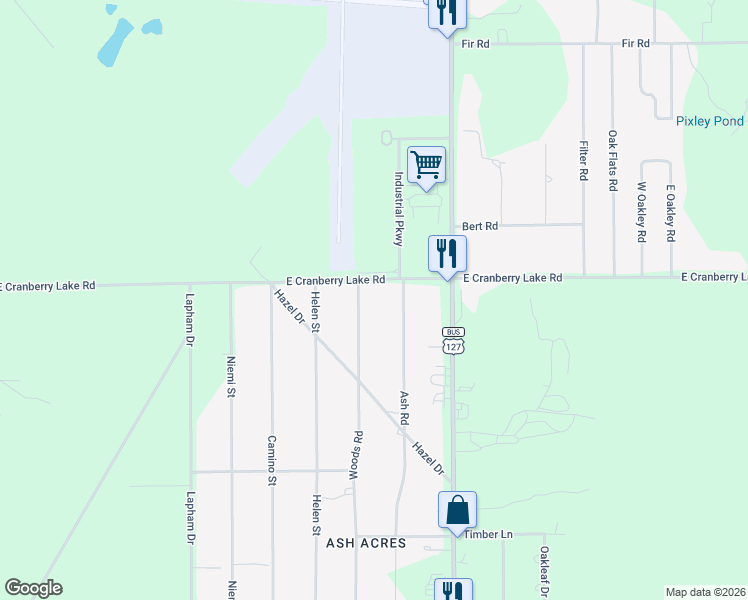 map of restaurants, bars, coffee shops, grocery stores, and more near 1820 East Cranberry Lake Road in Harrison