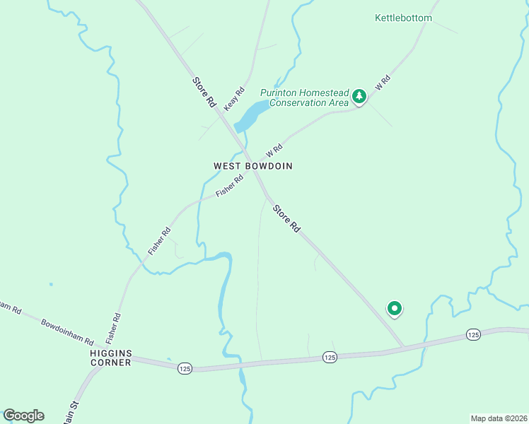 map of restaurants, bars, coffee shops, grocery stores, and more near 127 Store Road in Bowdoin