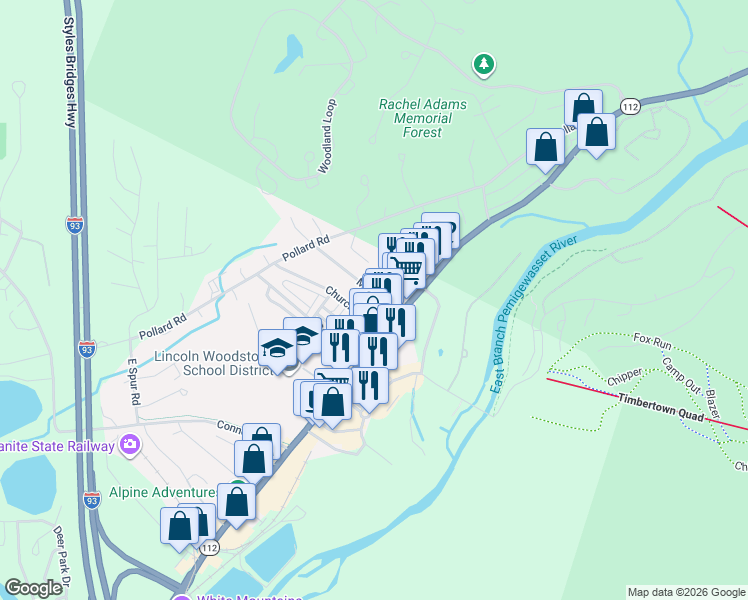 map of restaurants, bars, coffee shops, grocery stores, and more near 18 Maple Street in Lincoln