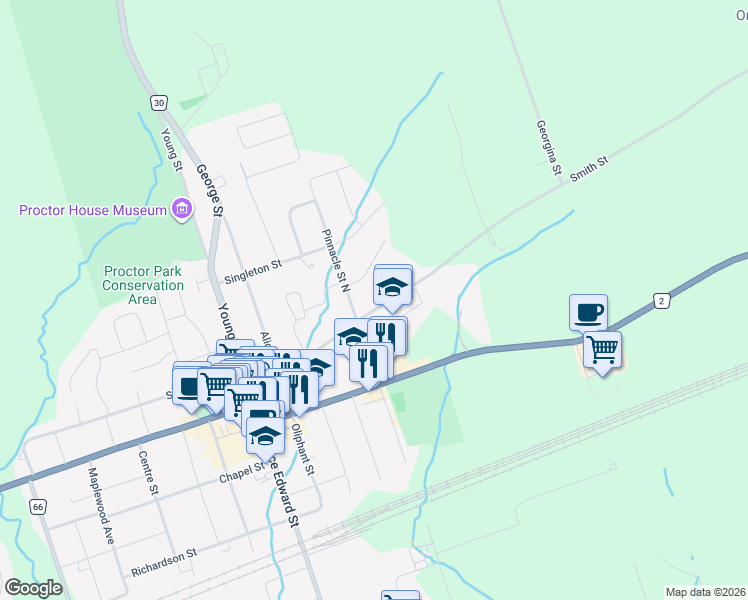 map of restaurants, bars, coffee shops, grocery stores, and more near 56 Dundas Street in Brighton