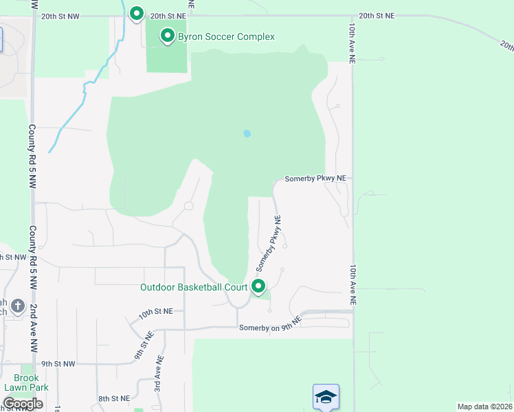 map of restaurants, bars, coffee shops, grocery stores, and more near 957 Somerby Parkway Northeast in Byron