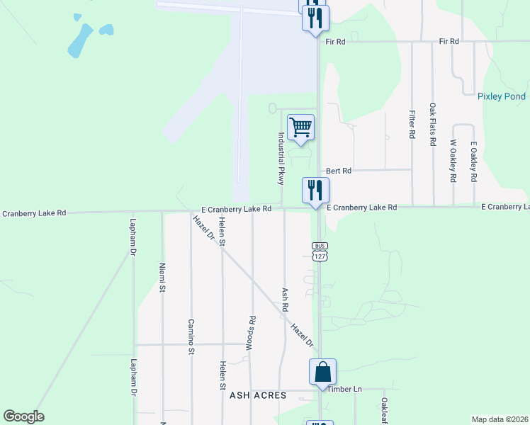 map of restaurants, bars, coffee shops, grocery stores, and more near 1820 East Cranberry Lake Road in Harrison