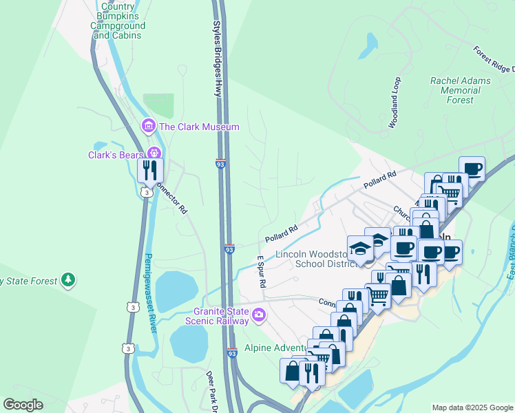 map of restaurants, bars, coffee shops, grocery stores, and more near 5 Robin Road in Lincoln