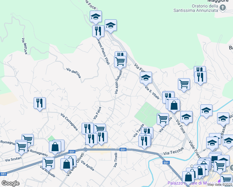 map of restaurants, bars, coffee shops, grocery stores, and more near 192 Via Aldo Salvetti in Massa