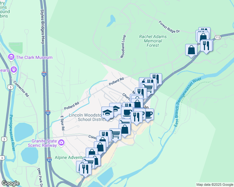 map of restaurants, bars, coffee shops, grocery stores, and more near 41 Church Street in Lincoln