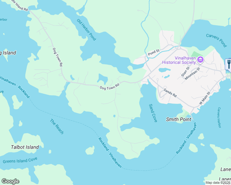 map of restaurants, bars, coffee shops, grocery stores, and more near 46 Nortons Point Road in Vinalhaven