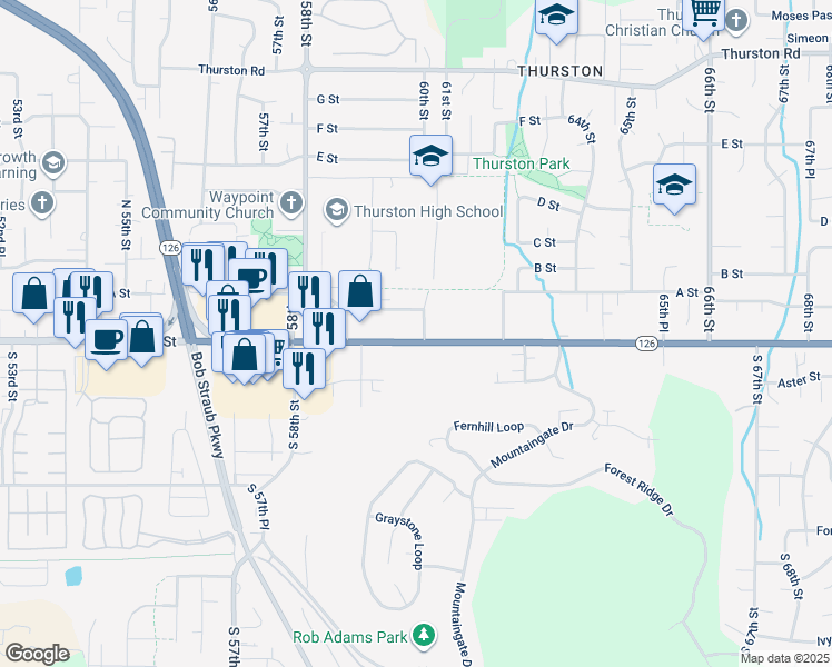 map of restaurants, bars, coffee shops, grocery stores, and more near 116 60th Pl in Springfield