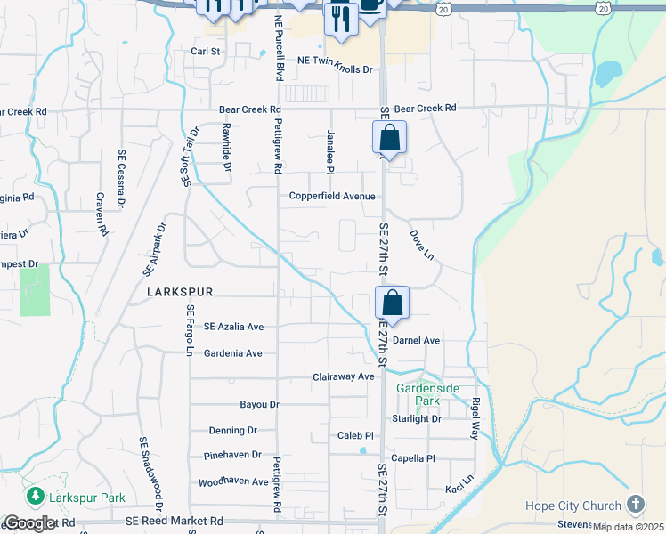map of restaurants, bars, coffee shops, grocery stores, and more near 21156 Southeast Philly Avenue in Bend