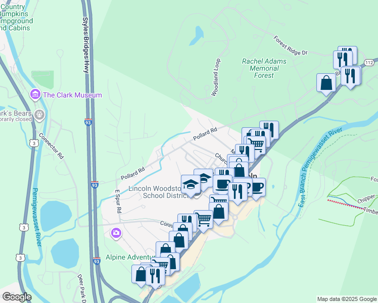 map of restaurants, bars, coffee shops, grocery stores, and more near 51 School Street in Lincoln
