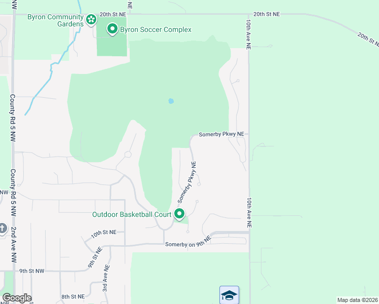 map of restaurants, bars, coffee shops, grocery stores, and more near 957 Somerby Parkway Northeast in Byron