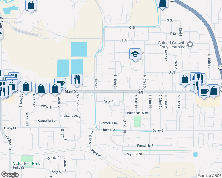 map of restaurants, bars, coffee shops, grocery stores, and more near 112 North 49th Street in Springfield