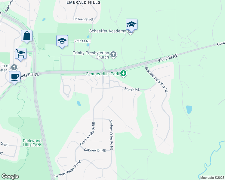 map of restaurants, bars, coffee shops, grocery stores, and more near 3046 21st Street Northeast in Rochester
