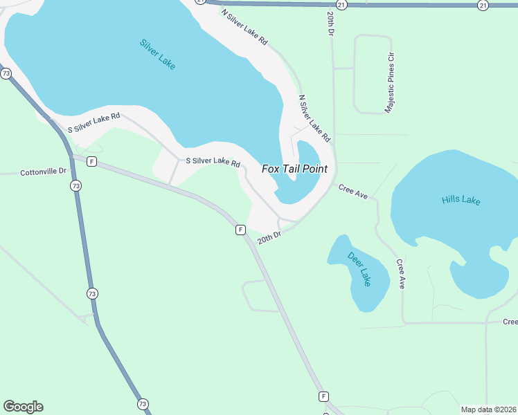 map of restaurants, bars, coffee shops, grocery stores, and more near W6769 South Silver Lake Road in Wautoma
